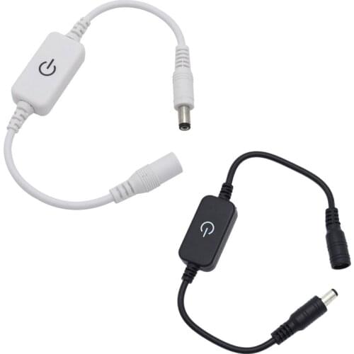 LED Light Switch With Female Male 5.5x2.1mm DC Connector Cable For Single Color Strip Lamp