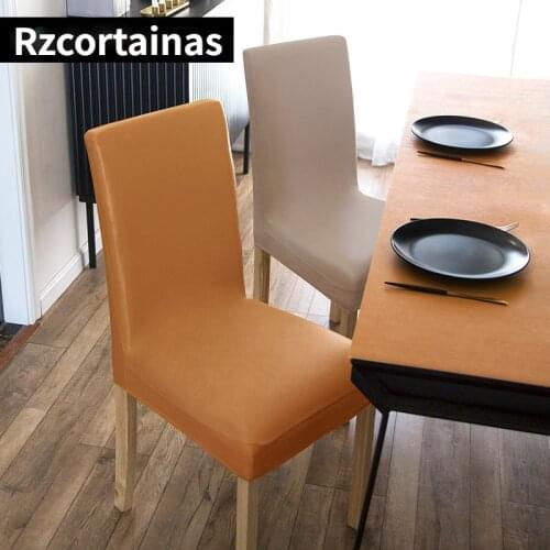 Thick Waterproof Chair Cover PU Leather Fabric Chair Covers Big Elastic Seat Chair Covers Stretch Seat Case For Home Banquet