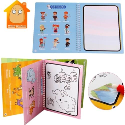 Magic Water Drawing Book Zoo Animal Dinosaurs Coloring Book Magic Pen Painting Drawing Board For Kids Educational Toys