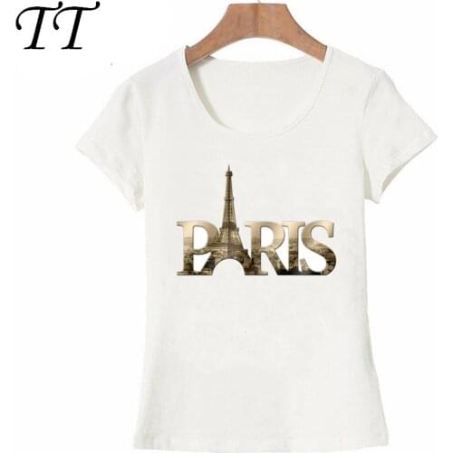 I Love Paris T Shirt Summer Fashion Women T-Shirt Vintage Paris Golden Letter Design Shirts Casual Female Tops Girl Cute Tees