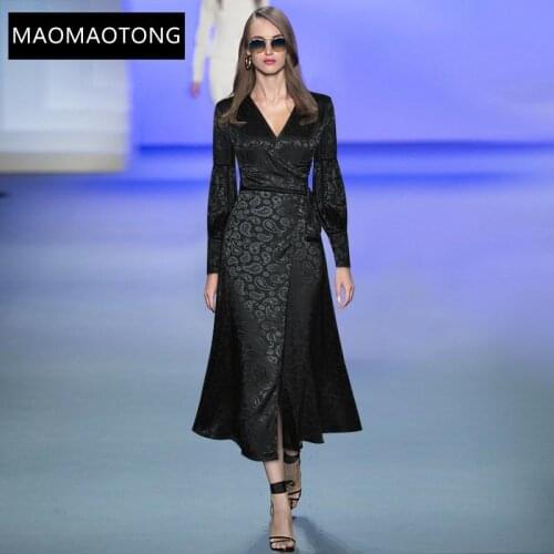 Womens Clothing Womens ClothingFashion Designer Dress Autumn Womens Dress V Neck Lantern Sleeve Print Lace Up Elegant Dresses