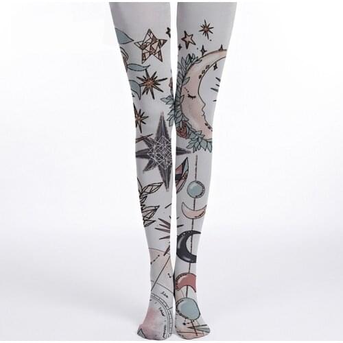 Moon Star Print Women Pantyhose Dropship And Bulk