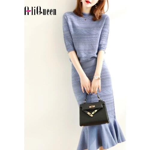 Korean Autumn Knitted 2 Piece Set Women Sweater Pullover Crop Top + Mini Mermaid Skirt Sets Elegant Female Casual Matching Sets