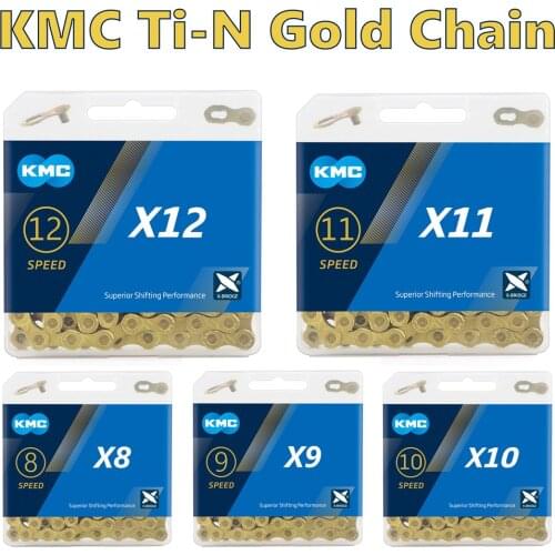 KMC X8 X9 X10 X11 X12 Ti-N Gold chain mtb road bicycle 8s 9s 10s 11s 12-speed chains With Original box and Magic Button
