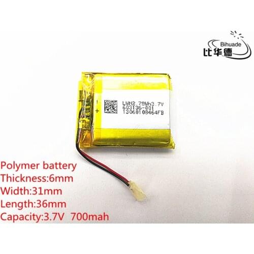 10pcs 3.7V 700mAh 603136 Lithium Polymer Li-Po li ion Rechargeable Battery cells For Mp3 MP4 MP5 GPS PSP mobile bluetooth
