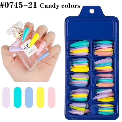 100pcs/Box False Nails Stiletto Claw Tips Full Cover Sharp Nails Manicure Acrylic UV Gel Natural Clear Long Faux Ongles Salon