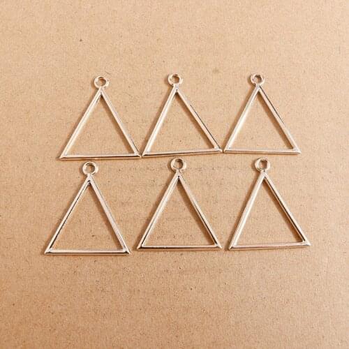 10Pcs 31*38mm Geometric Figure Charm Hollow Triangle Tray Pendant Charms DIY Bracelet Necklace Handmade Bezel Mold Accessories