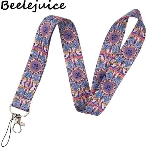 24pcs Yoga lotus Neck keychain necklace webbings ribbons Anime Cartoon Neck Strap Lanyard ID badge holder Keychain Lanyards