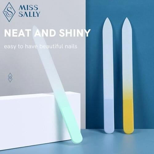Miss Sally 3Pcs Crystal Glass Nail File With Case Professional Polishing Manicure Art Tool Salon Beauty Nail Art Sanding Tools