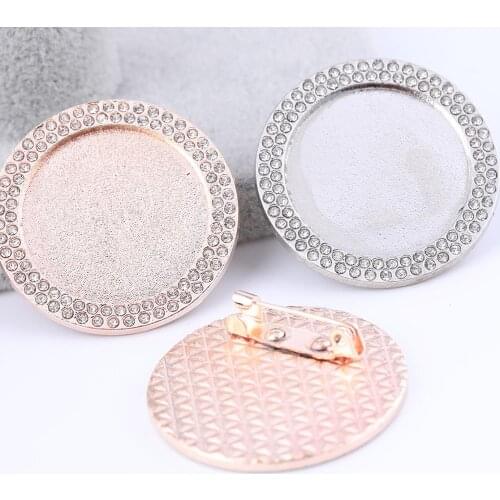 3pcs Fit 25mm Round Rhinestone Cabochon Brooch Bezel Blanks Diy Cameo Base Setting Trays For Brooches Making Supplies