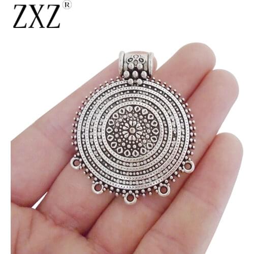 ZXZ 5pcs Tribal Multi Strand Round Charms Pendants Connectors For Necklace Jewelry Making Findings 48x39mm
