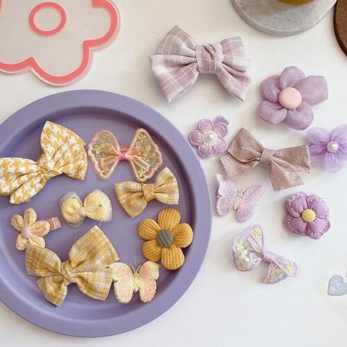 8pcs/set Baby Girl Hairpin Headband for Girl and Lady Color Kawai Butterfly Rabbit Ears Flower Bangs Clip Photo Tools Gift