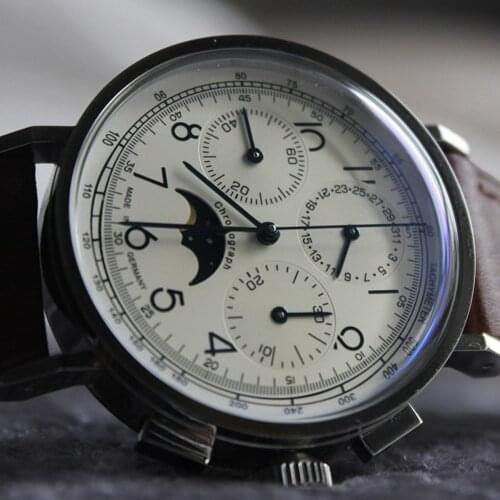 Mechanical Chronograph Watch Mens Pilot Wristwatches Men Steel Sapphire Moon Phase Wrist Watch Seagull ST1908 Movement New 2020