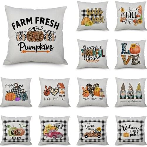 Thanks Giving Day Decorative Cushion Cover Fall Fram Pumpkin Pillow Case Office Sofa Home Decor Throw Pillows Cover 45x45cm