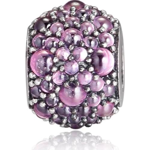 CKK Fit Pandora Bracelets Pink Shimmering Droplets Charms 925 Original Sterling Silver Charm Beads for Jewelry Making Bead