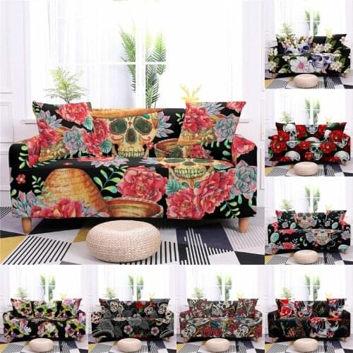 1/2/3/4 Seat Skull Elastic Sofa Cover Cover Sofa Cushion Full Anti-fouling Cover Sofa Cover (pillow Cover Not Included)