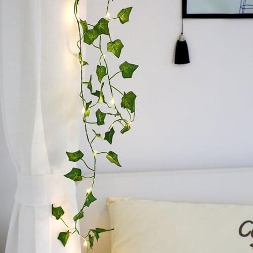 2m Artificial Plants Led String Light Creeper Green Leaf Vine Home Wedding Decoration Lamp DIY Hanging Garden Yard
