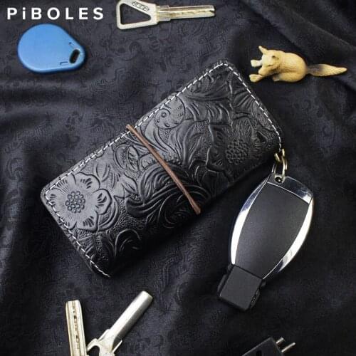 Handmade Key Holder Wallet Portable Genuine Leather Handbag Householder Key Case Coin Purse For Men Keychain Money Bag