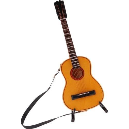1/6 Miniature Acoustic Guitar Collectible With Display Stand Dollhouse Decor