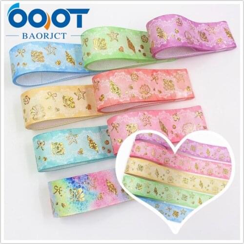OOOT BAORJCT I-19826-2000,10yards 25mm Laser silver seabed Cartoon printed grosgrain ribbon DIY wedding gift packaging material
