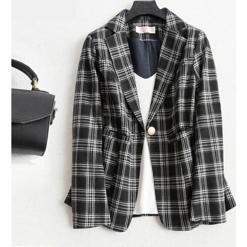 Womens Spring Loose Jacket Coats Yellow Red Green Black Women Autumn Coat Plaid Coat Waisted Notched Blaser Feminino 3xl