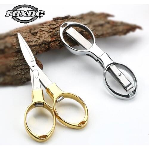 Multifunctional Folding Stainless Steel Fishing Scissors Travel Portable Scissors for Fishing Sewing Tools Rose Gold Scissors