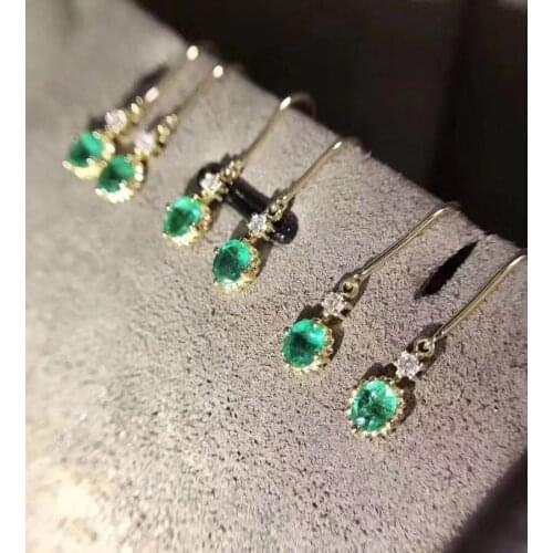 Fashion delicate water natural green Emerald Ear line Natural gemstone earrings S925 silver woman girl gift jewelry