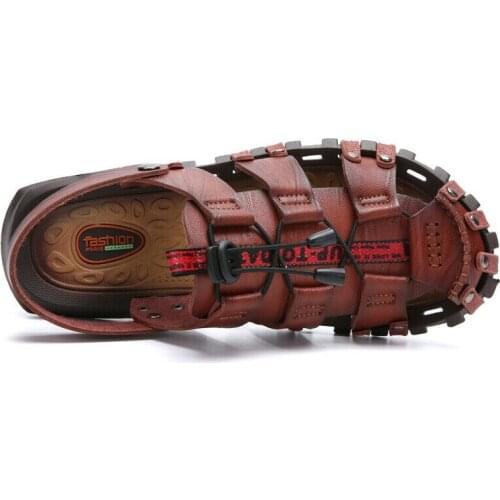 2021 Hot Mens Summer Beach Sandals Leather Closed Toe Shoes Sports Hiking Walking Shoes