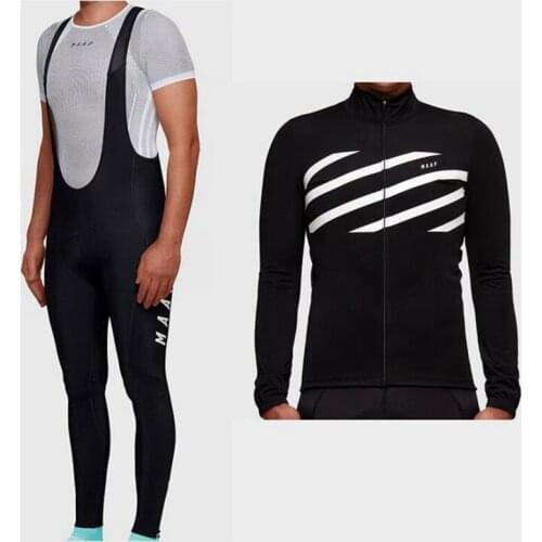 Retro MAAP Training CYcling jersey Suit Men Spring Autumn Cycle suit Long Sleeve Bicycle tops and gel Pad bib pants MTB Racing