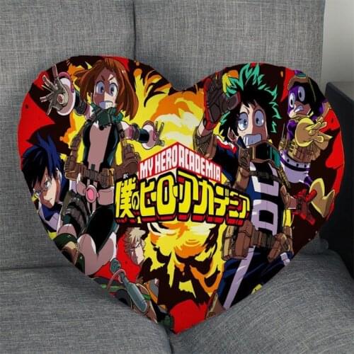 Custom Boku no Hero Academia Heart Shape Pillow Cover Zipper Pillowcase Cover Wedding Home Office Decorative Size Best DIY Gift
