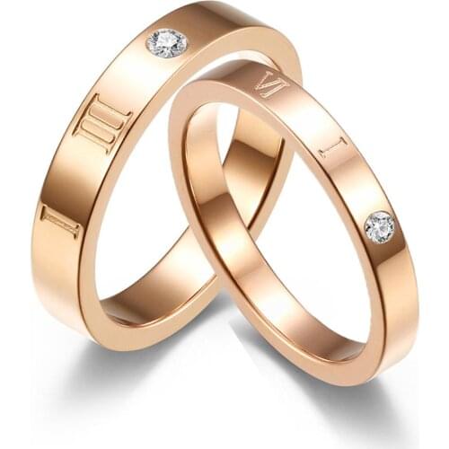 New Stainless Steel Roman Numerals Couple Rings For Couples Lovers Love Promise Rings For Men Women