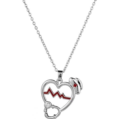 Stethoscope Necklace Nursing Heart Pendant Medical Jewelry for Doctor Nurse Medical Student RN Nurse Gifts Wholesale