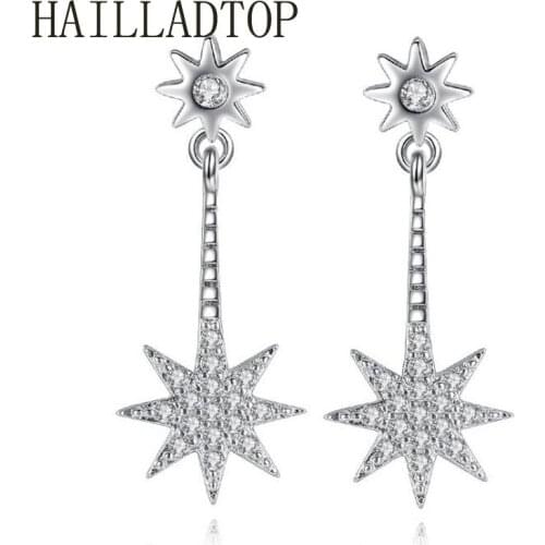 HAILLADTOP Star Earrings Luxury Crystal Drop Earrings Womens Ornaments Fashion Jewelry Wholesale Dangle Long Earrings Brinco