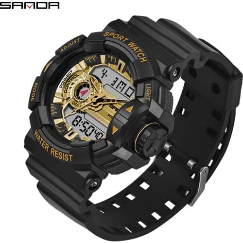 SANDA Women Sports Watches Female Quartz Analog LED Digital Clock New Fashion Girls Waterproof Watch Relogio Masculino 599
