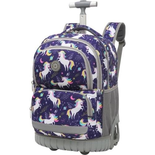 18 Inch School Trolley Bag for kids Rolling Luggage backpack for girls travel bag with wheels boys wheeled backpack for school