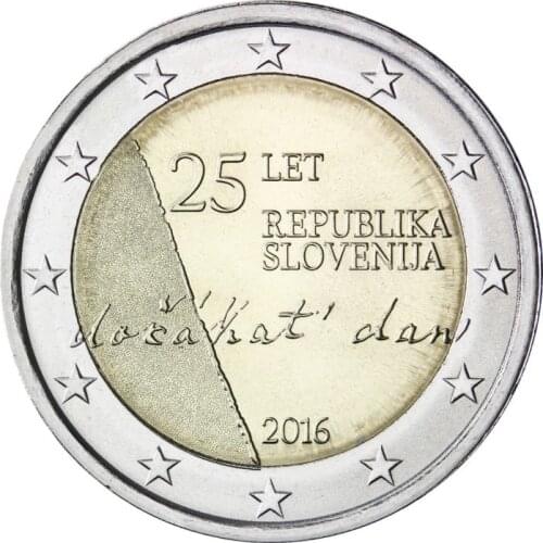 Slovenia 2016 25th Anniversary of National Independence 2 Europe Real Original Coins True Euro Collection Commemorative Coin Unc