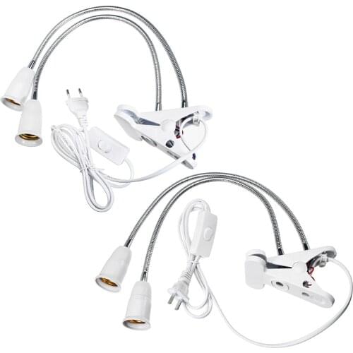 30CM Extension Bulb Lamp Holder Socket for LED Grow Light 360 Degrees Flexible Light Holder Double Heads Clip With Switch E27