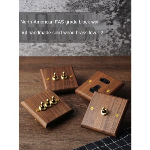 DepoGuye High quality retro American light switch socket, pure wood brass toggle switch plate, home &bed wall light switch