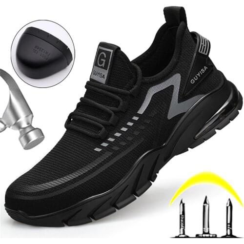 Construction Safety Shoes Mens Work Sneakeres Safety Boots Steel Toe Shoes Puncture-Proof Work Shoes Outdoor Industrial Shoes
