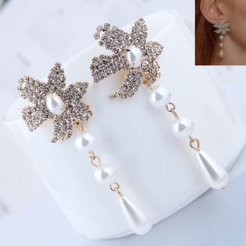 New sea star shaped pearl earrings Sweet simulated pearl long tassel earrings Brinco womens fashion jewelry