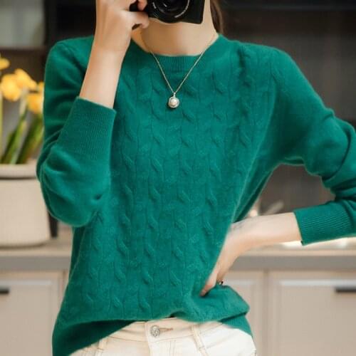 Women Sweater 2021 New Autumn Winter 100% Wool Knitted Pullover Female O-Neck Loose Warm Soft Jumper Ladies Casual Tops 6 Colors