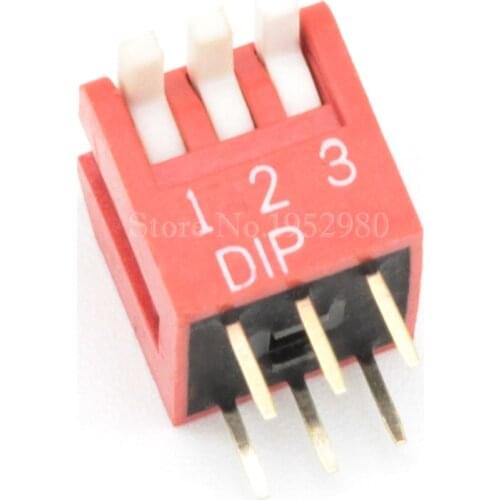 10PCS/LOT Toggle Switch DIP 3 Pins Side Dial Red Snap Switch 2.54MM