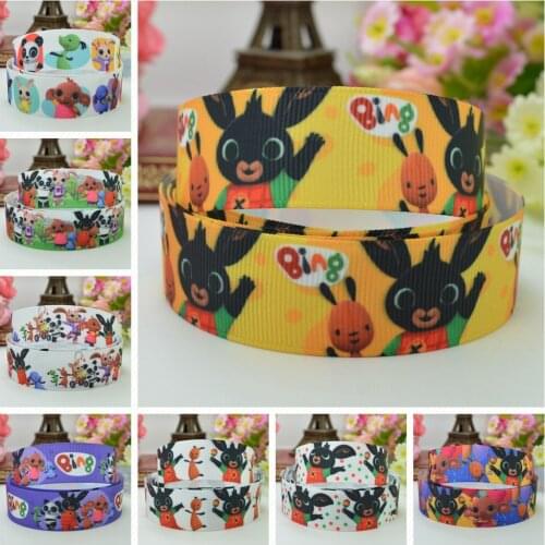 10 Yards 22mm 7/8" Bing Cute cartoon Printed grosgrain ribbon hair bow Headwear DIY hair accessories retail B0929