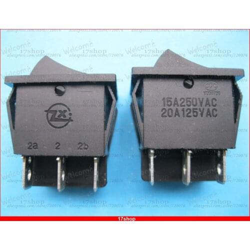 100 Black Rocker Switch ON-OFF DPDT 6 Terminal 15A/250V 20A/125V KCD3 without LED