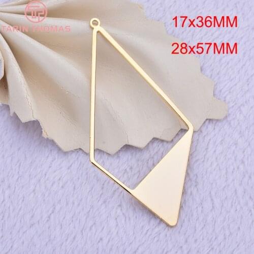 6PCS 28x57MM 24K Gold Color Brass Hollow Pendants Charms High Quality Diy Jewelry Findings Accessories