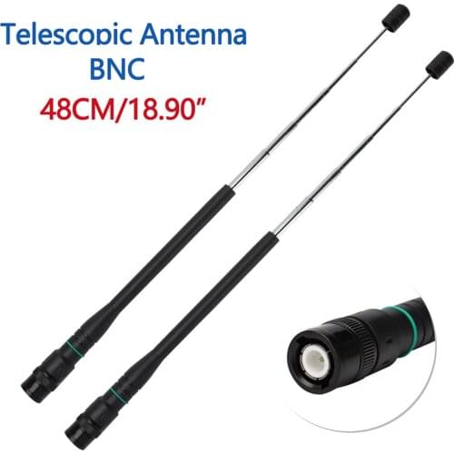 2PCS AR-775 High Gain BNC Dual Band VHF/UHF Telescopic Walkie Talkie Antenna For IC-48 IC-V80 TK100 TK 200 Two Way Radios