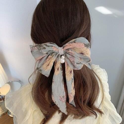 2021 Fashion Classic All-match Sweet Cloth Big Bow Hairpin Ponytail Barrettes Women Hair Accessoriesr Headwear