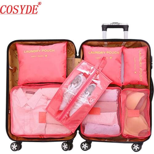 7pcs/set All For Travel Bags Organizer The Suitcases Storage Bag Polyester Travel Organizer Luggage Clothing Cubes Packing Bags