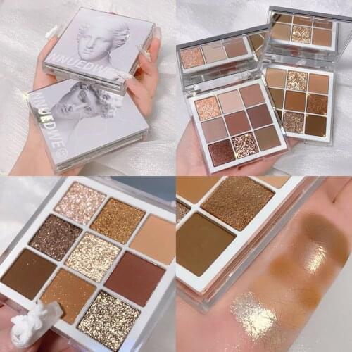 9 Colors Eyeshadow Palette Matte Earth Color Eyeshadow Palette Shimmer Glitter Eyeshadow Waterproof Long-lasting