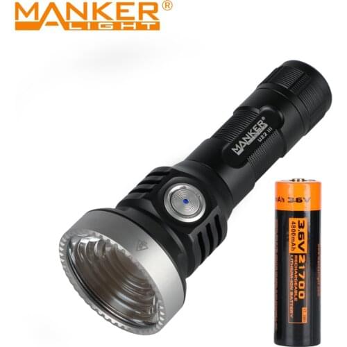 Manker U22 III PM1 1500 Lumens 1000 Meters Throw USB-C Rechargeable Long Range Flashlight with 4800mAh High Drain 21700 Battery